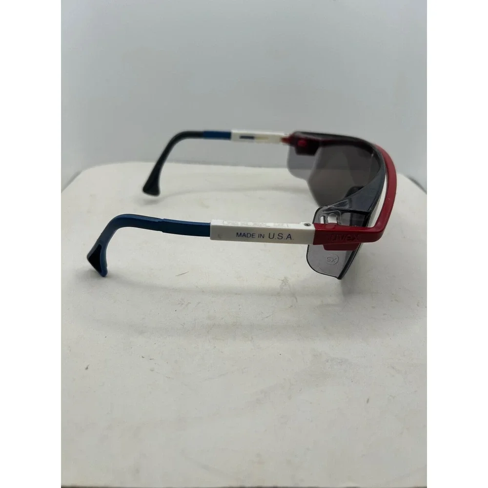 Vintage Uvex Patriot Safety Sunglasses Red White Blue Wrap Shield Made in USA